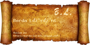 Berda Lóránt névjegykártya